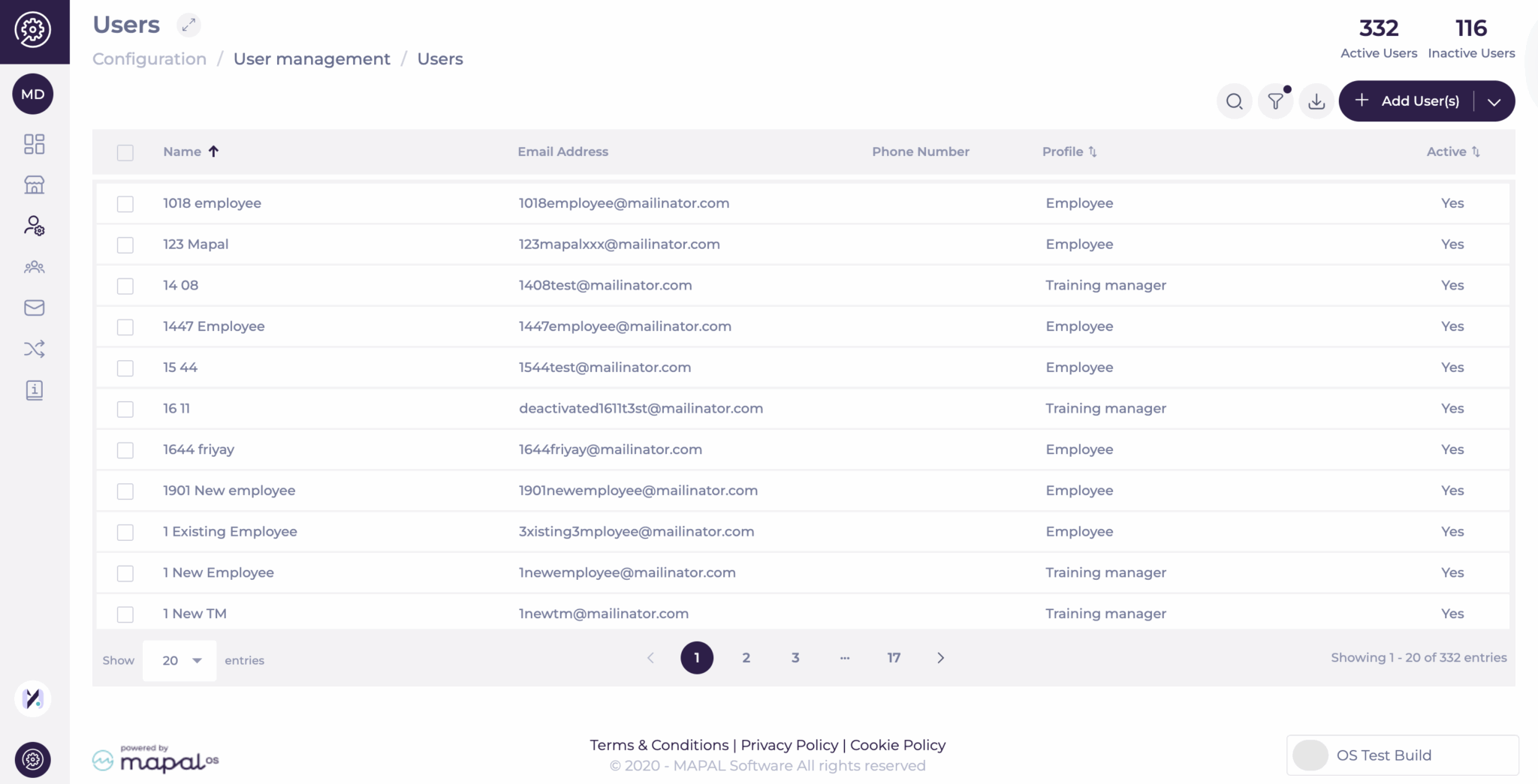 Manage users in Mapal OS - Knowledge Base