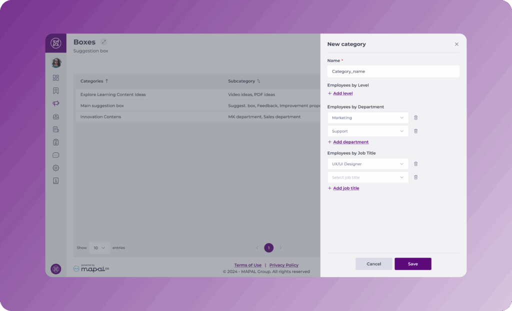 Create suggestion boxes - Knowledge Base