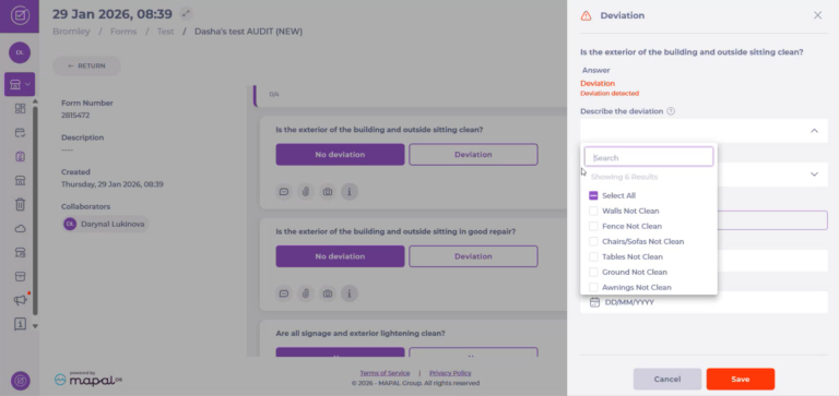Deviation types in tasks and forms - Knowledge Base
