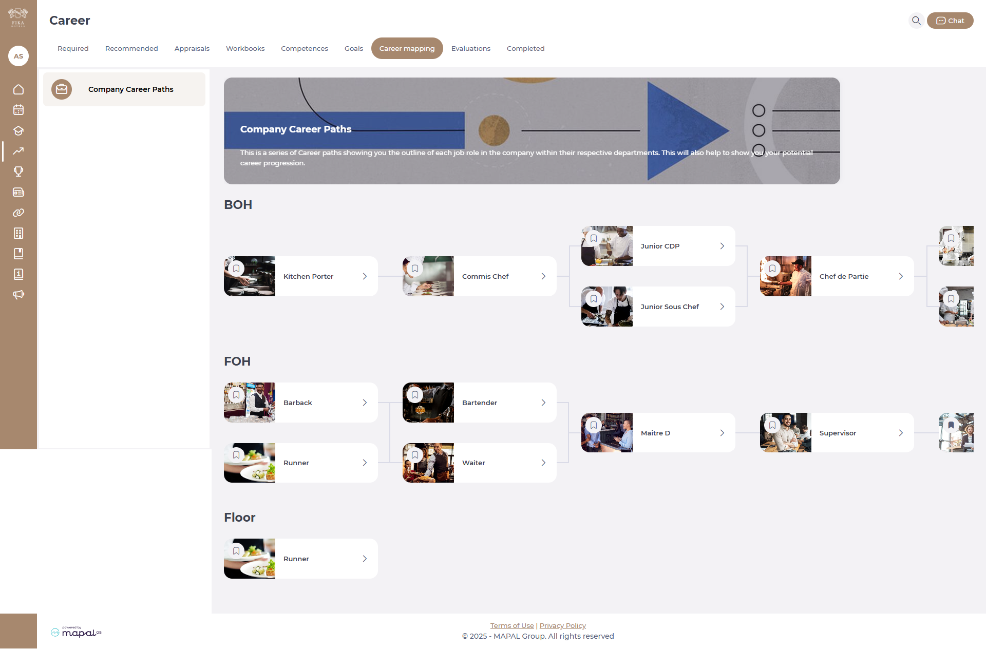 View career maps in Mapal One - Knowledge Base