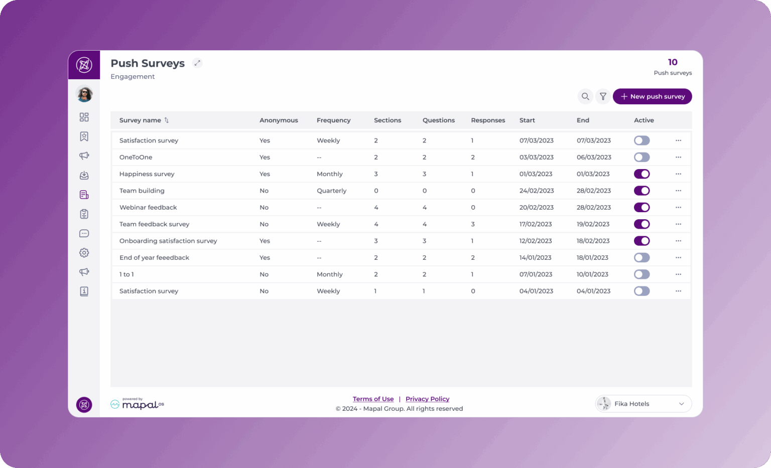 Create a new push survey - Knowledge Base