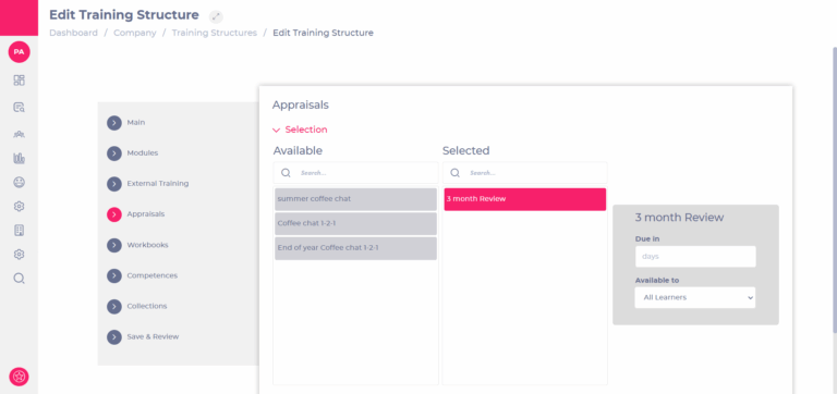 Assign appraisals (through training structures) - Knowledge Base