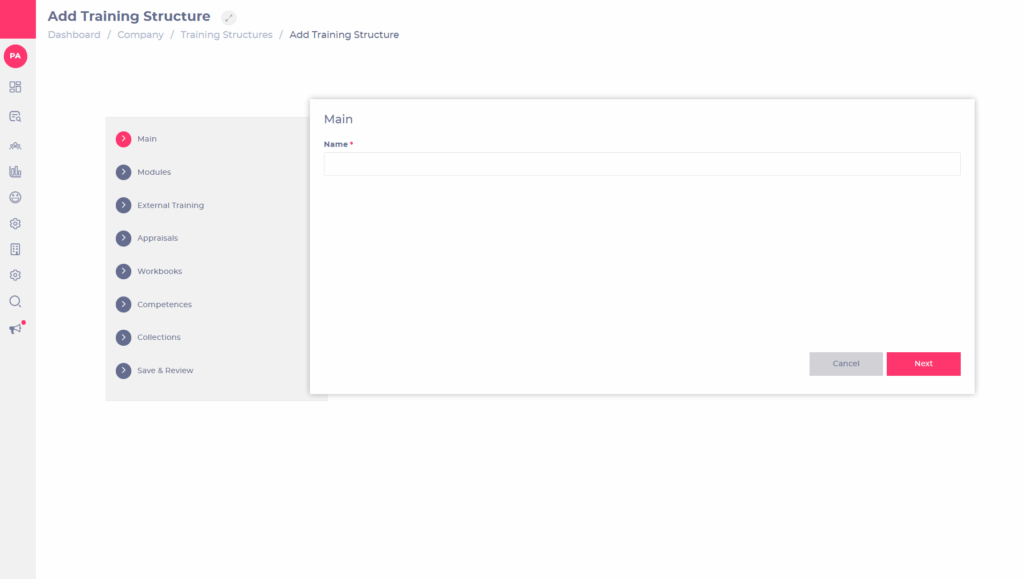 Set up new training structures - Knowledge Base