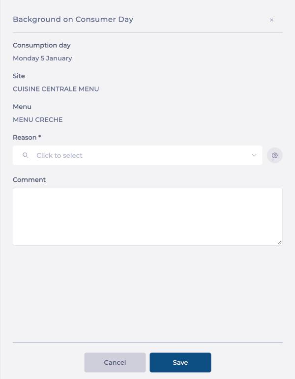 The context window for a menu, with the Menu field