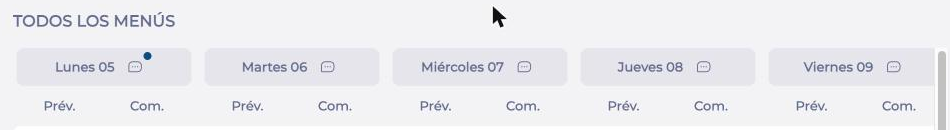 El icono de contexto con un punto de color junto a un día de consumo