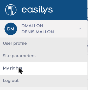 Profile menu with My rights